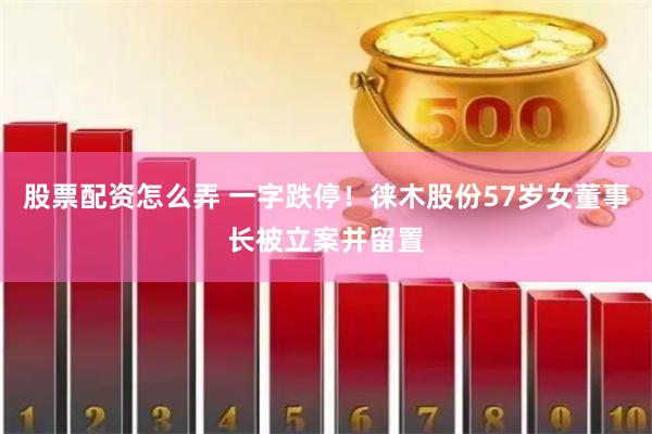 股票配资怎么弄 一字跌停！徕木股份57岁女董事长被立案并留置